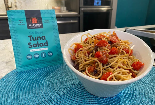 pasta puttanesca with tuna salad seasoning packet
